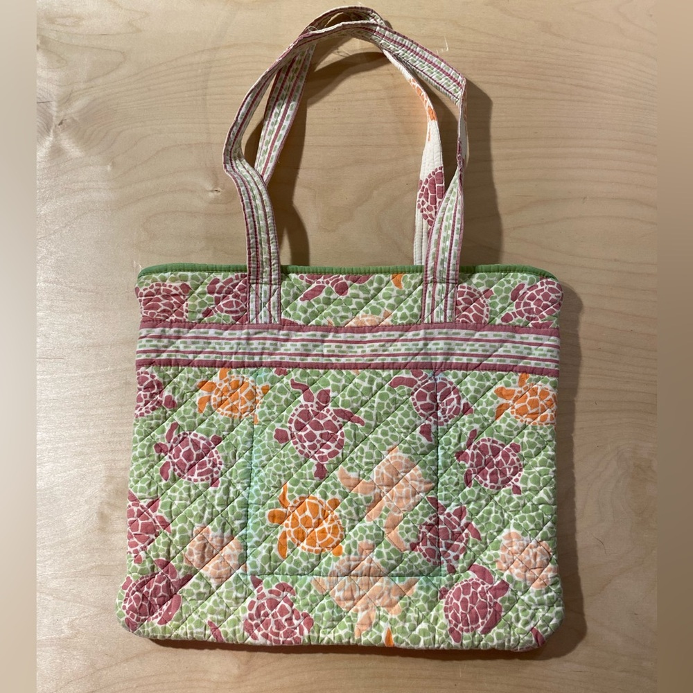 Pomegranate Floral Quilted Tote Bag - Green and Pink (HO)